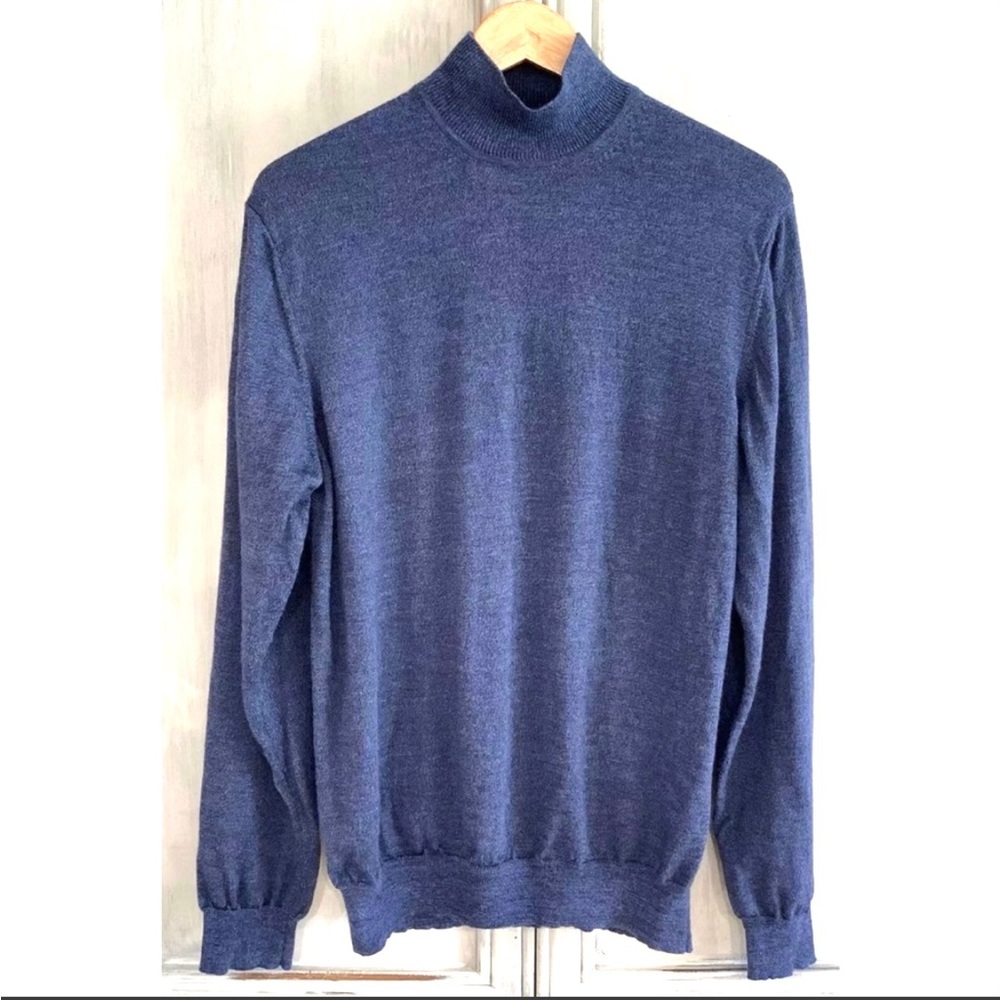 Alfani Navy Blue Merino Wool Sweater Sz L - Picture 5 of 5